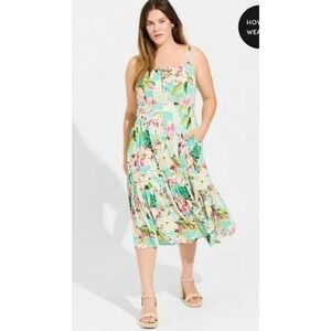 Torrid Midi Supersoft Tiered Floral Dress Size 3 Pockets Adjust. Straps Stretch